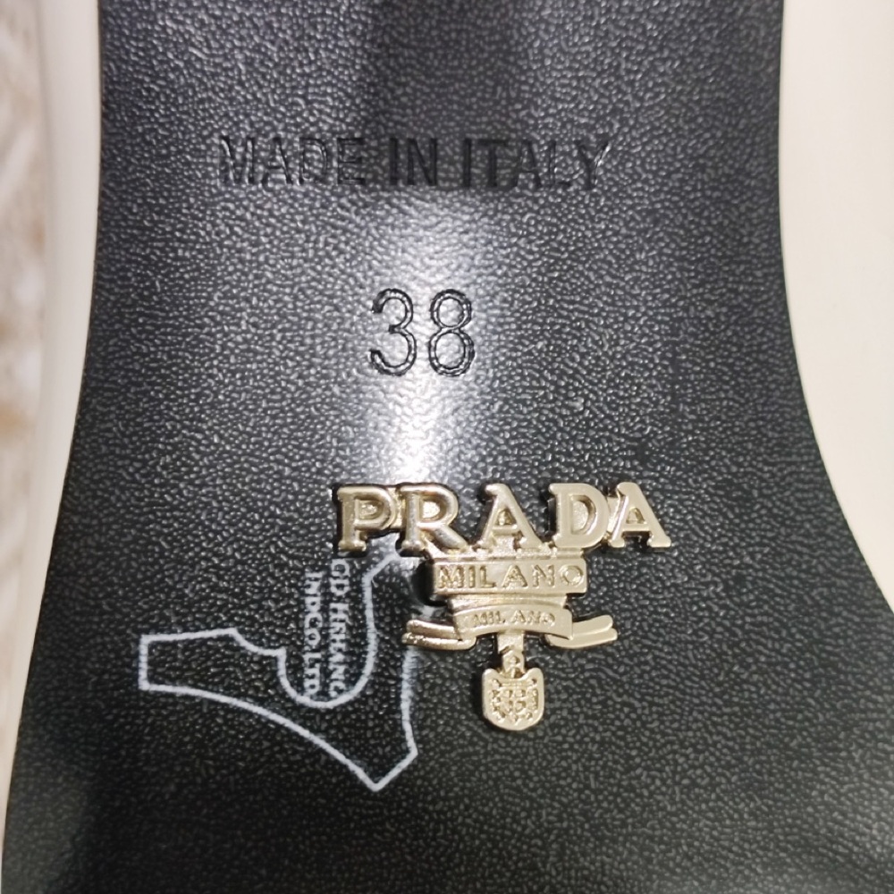 Prada White Pointed Patent Leather Pumps - Picture 9 of 9